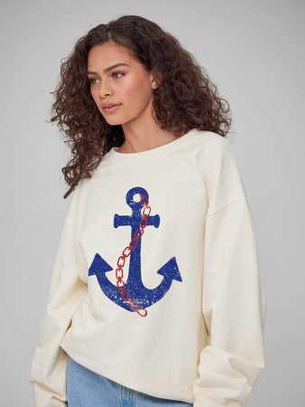 Alexa - Oversized Sweatshirt - Anchor - Off White | designer