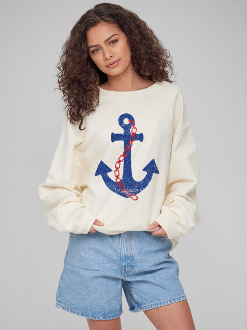 Alexa - Oversized Sweatshirt - Anchor - Off White