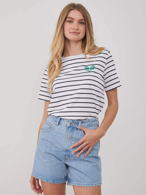 Lola - Loose Tee - Tennis Rackets – Stripes