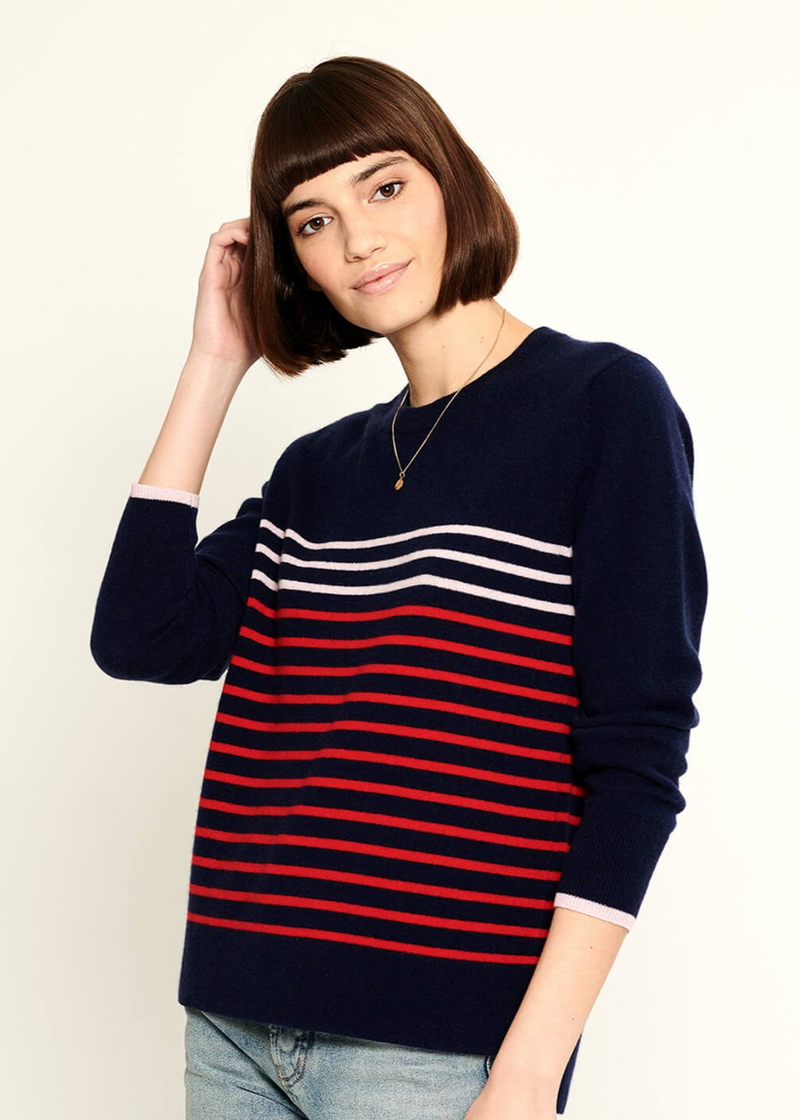 Sophie - CASHMERE - Stripes - Navy Blue