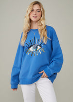 Alexa - Oversized Sweatshirt - Evil Eye - Ocean Blue