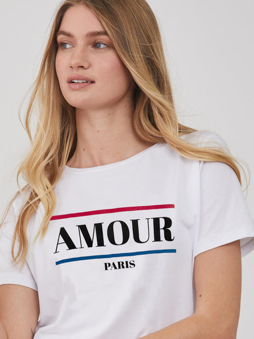 Lola - Round Neck Tee - Amour - White