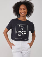 Lola - Round Neck Tee - Eau De Coconut - Black