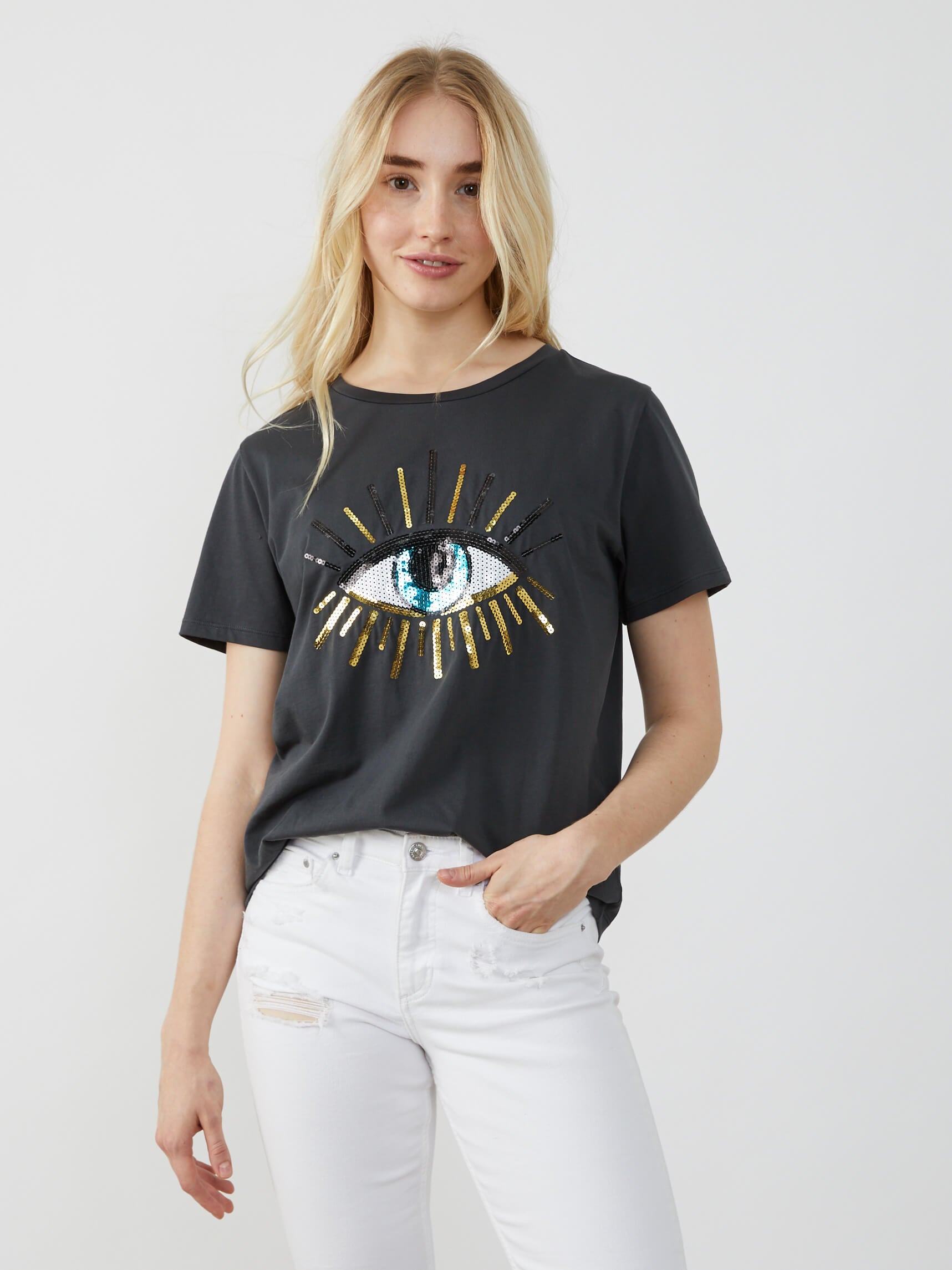 leren Drank Denk vooruit Lola - Round Neck Tee - Evil Eye - Black | designer, pima cotton, exclusive  graphics, high quality, luxurious, soft