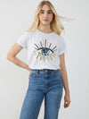 Lola - Round Neck Tee - Evil Eye - White