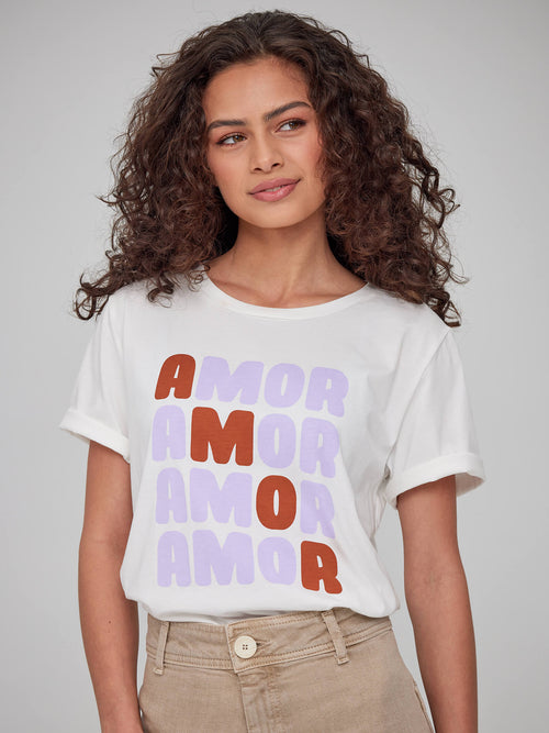 Lola - Round Neck Tee - Amor - Off White