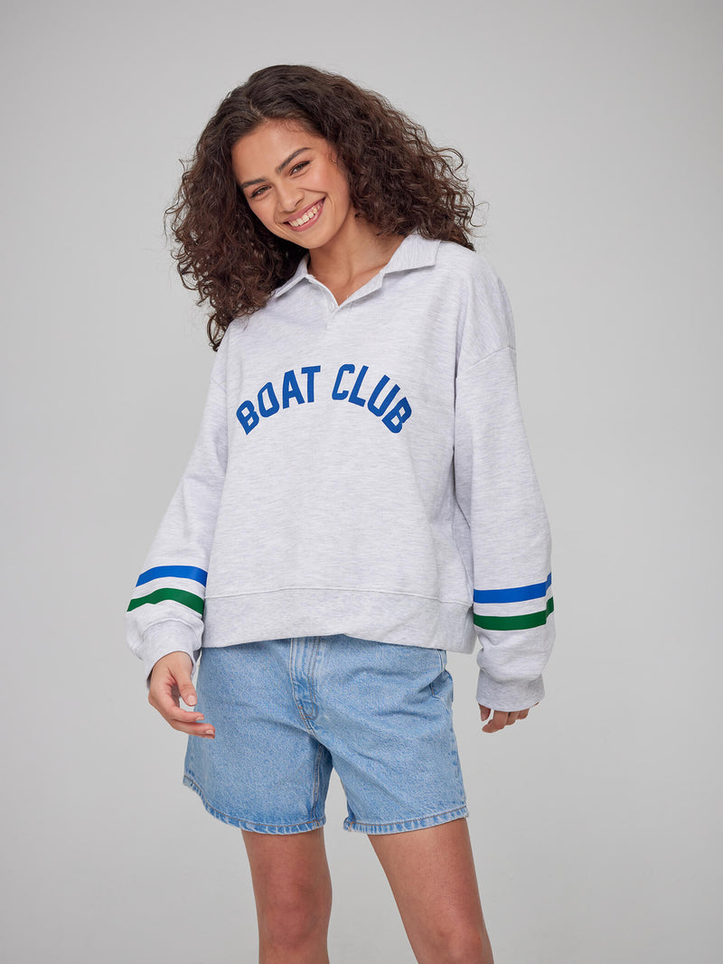 Christy - Collar Sweatshirt - Boat Club - Heather Gray