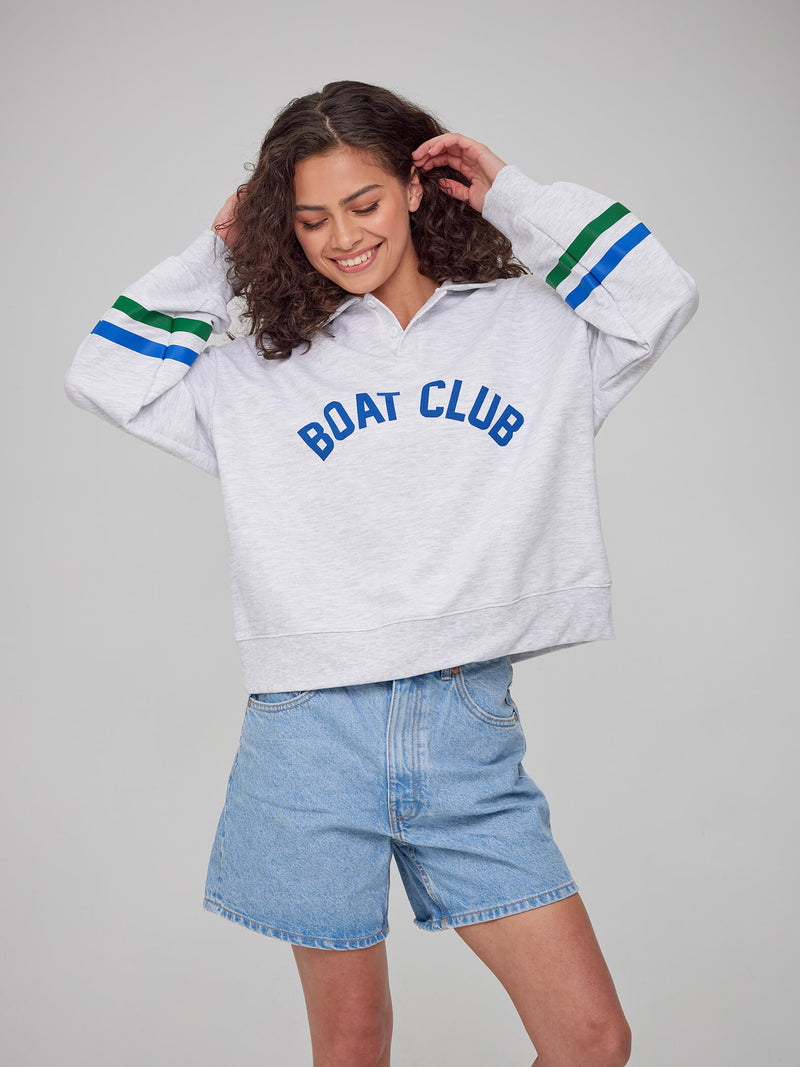 Christy - Collar Sweatshirt - Boat Club - Heather Gray