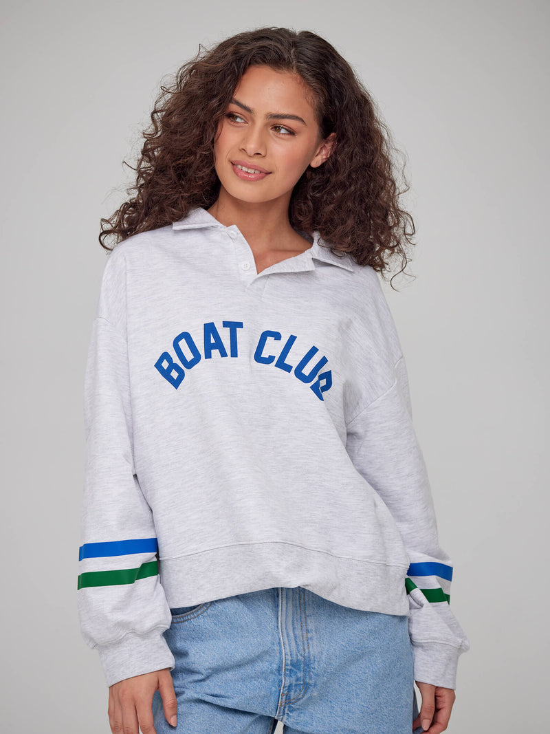 Christy - Collar Sweatshirt - Boat Club - Heather Gray