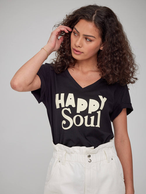 Viola - V Neck Tee - Happy Soul - Black