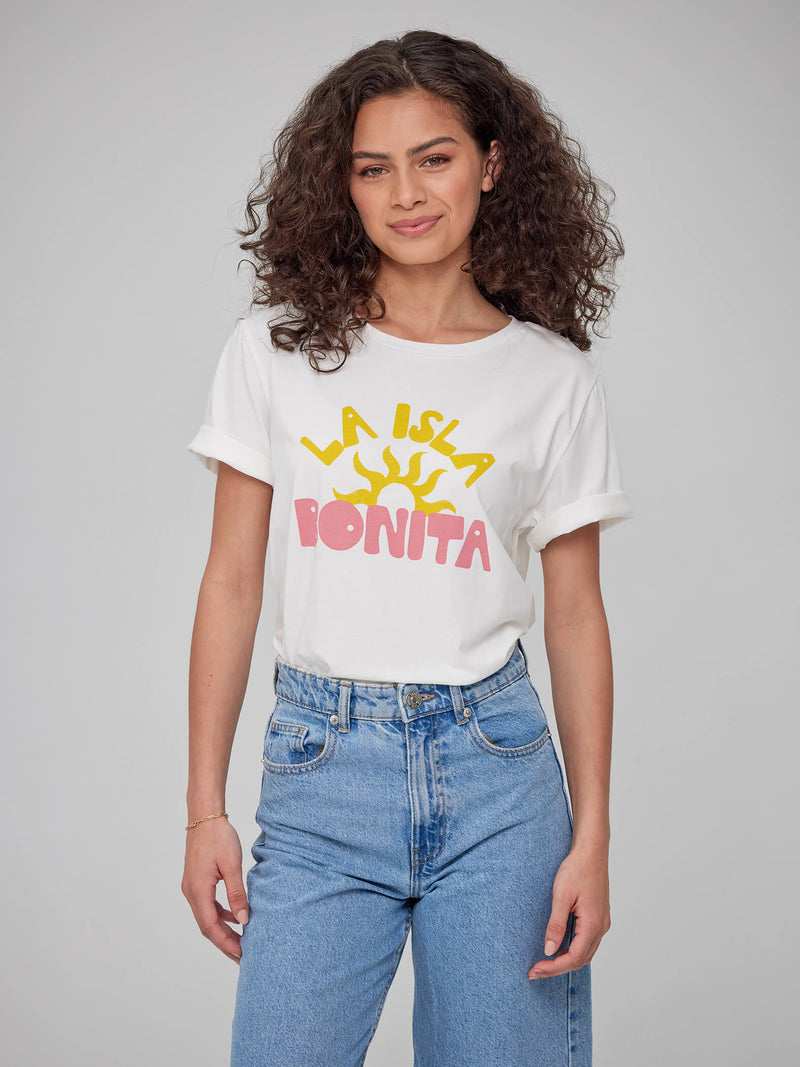 Lola - Round Neck Tee - La Isla Bonita - Off White
