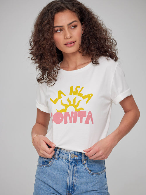 Lola - Round Neck Tee - La Isla Bonita - Off White