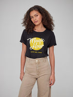 Lola - Round Neck Tee - Magic Hour - Black