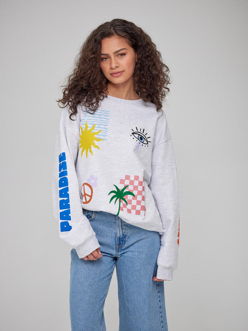 Alexa - Oversized Sweatshirt - Paradise Locals Only – Heather Gray