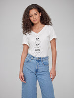 Viola - V Neck Tee - Sea You Soon - Off White