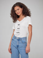 Viola - V Neck Tee - Sea You Soon - Off White