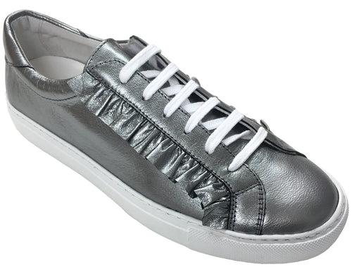Ruffle - Lace up Sneaker - Dark Silver
