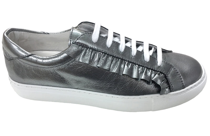 Ruffle - Lace up Sneaker - Dark Silver