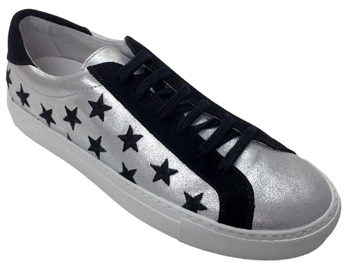 Stars - Lace up Sneaker - Black Silver