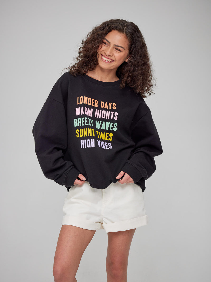 Alexa - Oversized Sweatshirt - Summer Vibes – Black