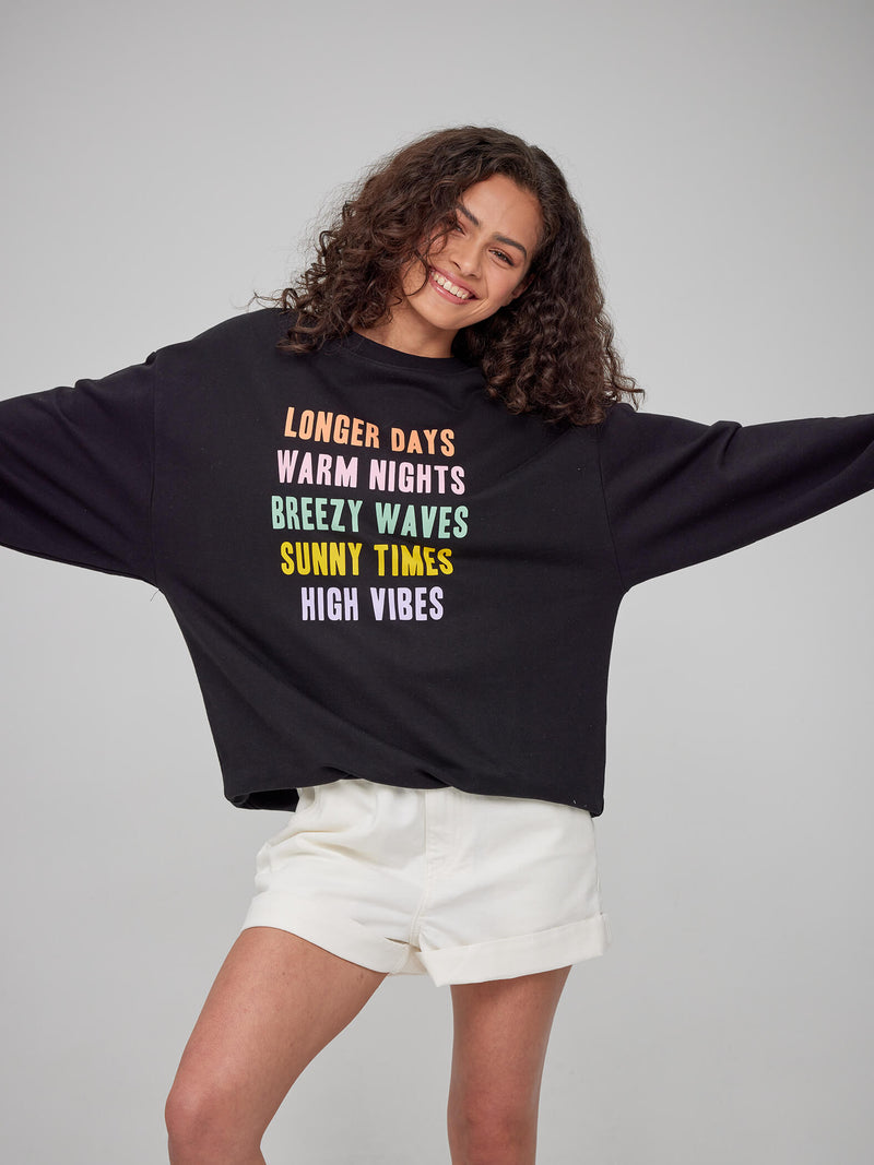 Alexa - Oversized Sweatshirt - Summer Vibes – Black