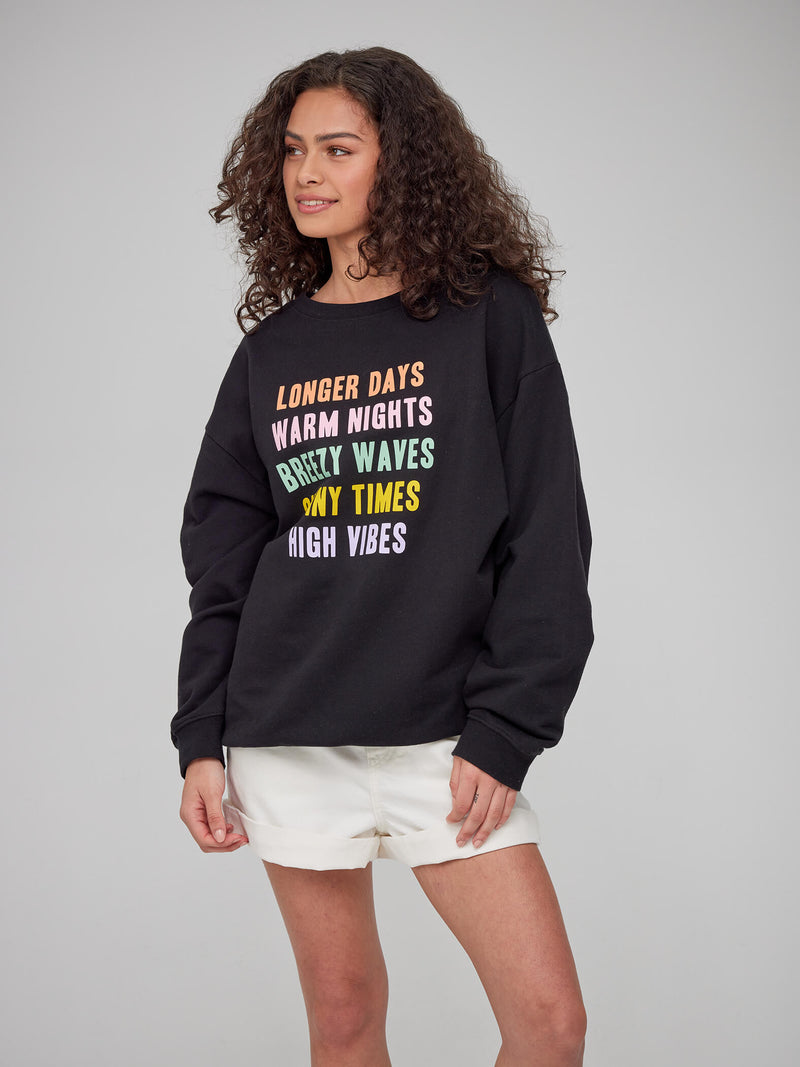 Alexa - Oversized Sweatshirt - Summer Vibes – Black