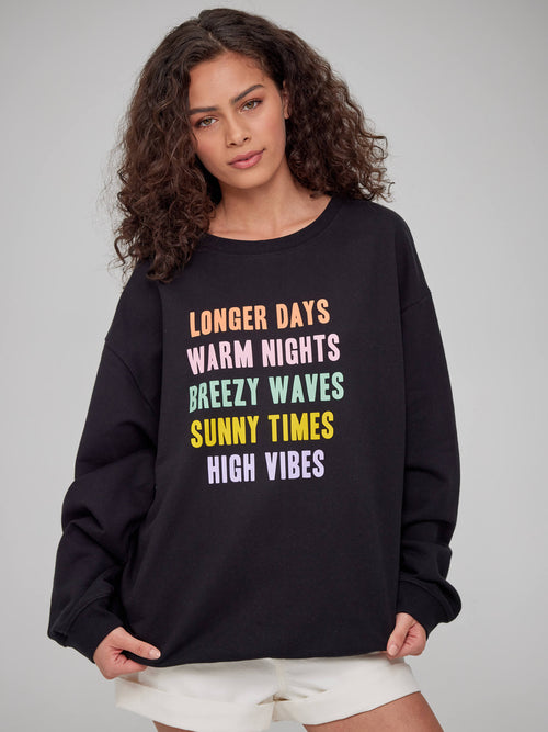 Alexa - Oversized Sweatshirt - Summer Vibes – Black