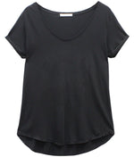 Valerie - Basic V-neck Tee - Smoke Black