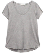 Valerie - Basic V-neck Tee - Heather Gray