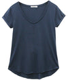 Valerie - Basic V-neck Tee - Navy Blue