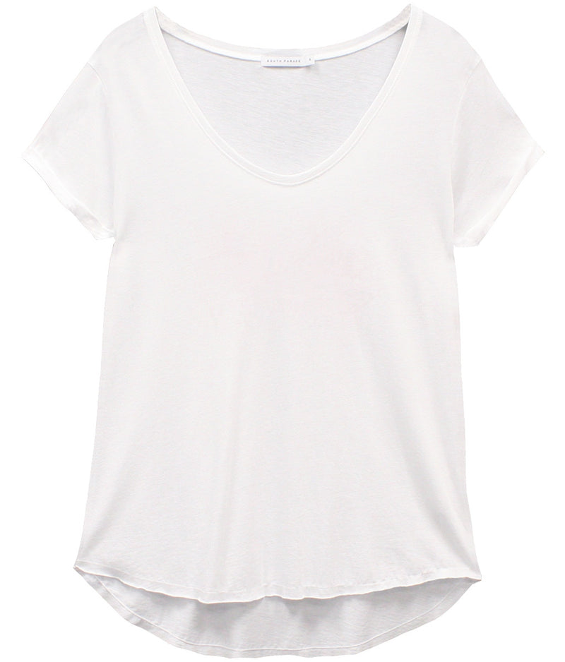 Valerie - Basic V-neck Tee - White