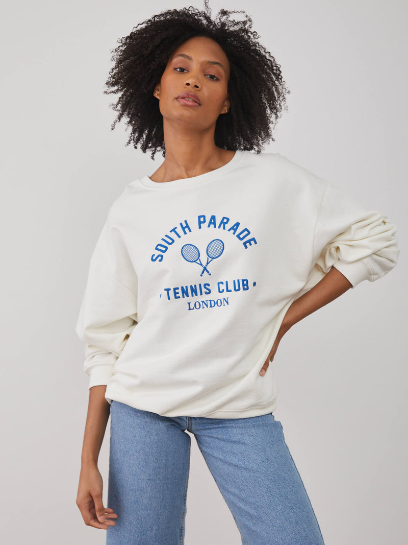 Alexa - Oversized Sweatshirt - Tennis Club - Off White