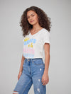 Viola - V Neck Tee - Vamos a la Playa - Off White