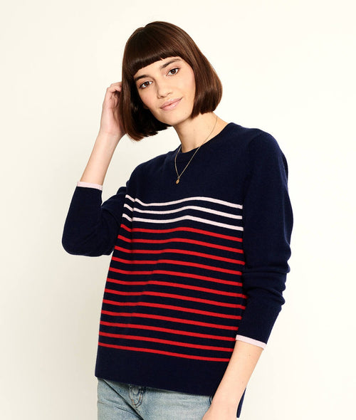 Sophie - CASHMERE - Stripes - Navy Blue