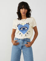 Lola - Round Neck Tee - Evil Eye Heart - Off White