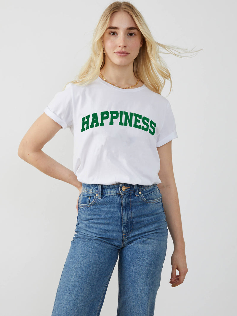 Lola - Round Neck Tee - Happiness - White