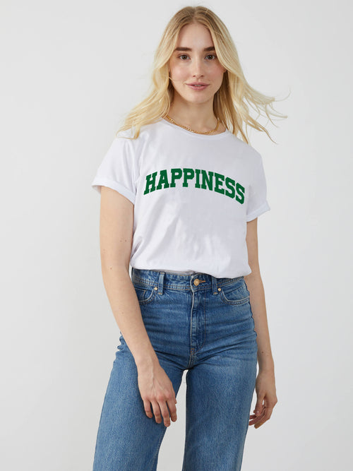 Lola - Round Neck Tee - Happiness - White