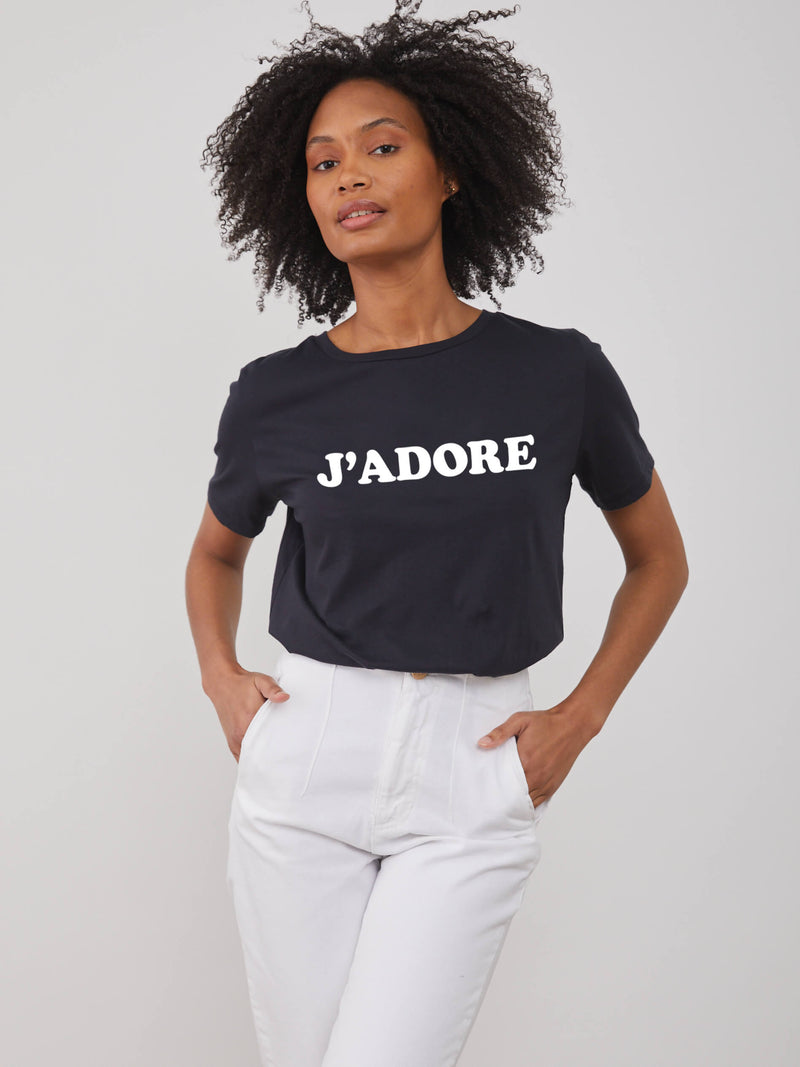 Lola – Round Neck Tee - J'adore - Black