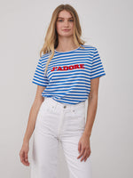 Lola – Round Neck Tee - J'adore - Stripes Blue&White