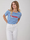 Lola – Round Neck Tee - J'adore - Stripes Blue&White