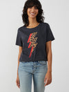 Lola - Round Neck Tee - Leopard Bolt - Black