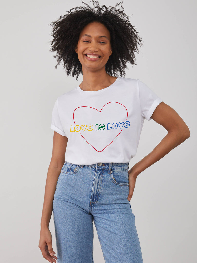 Lola - Round Neck Tee - Love is Love - White