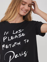 Lola – Round Neck Tee - Return to Paris - Black