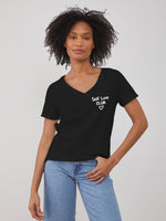 Viola – V Neck Tee - Self Love Club - Black