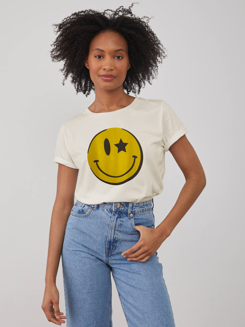 Lola – Round Neck Tee - Smiley Logo - Off White