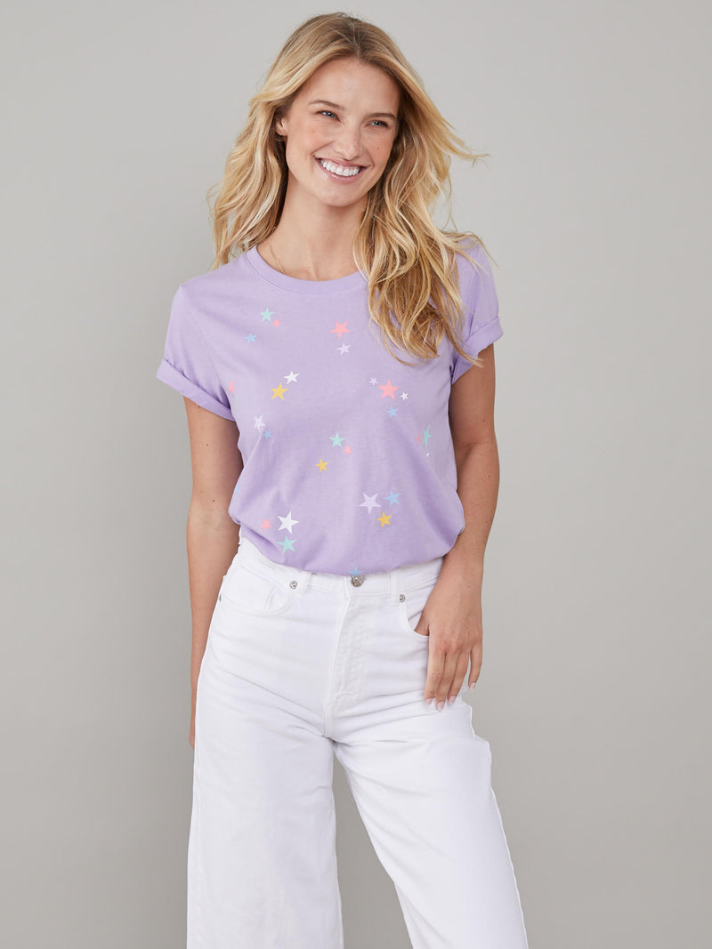 Jane – Boy Tee - Rainbow Stars - Lilac