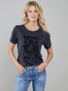Tiger T-shirt black short sleeve velvet print 