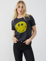 Lola - Loose Tee - Smiley - Black