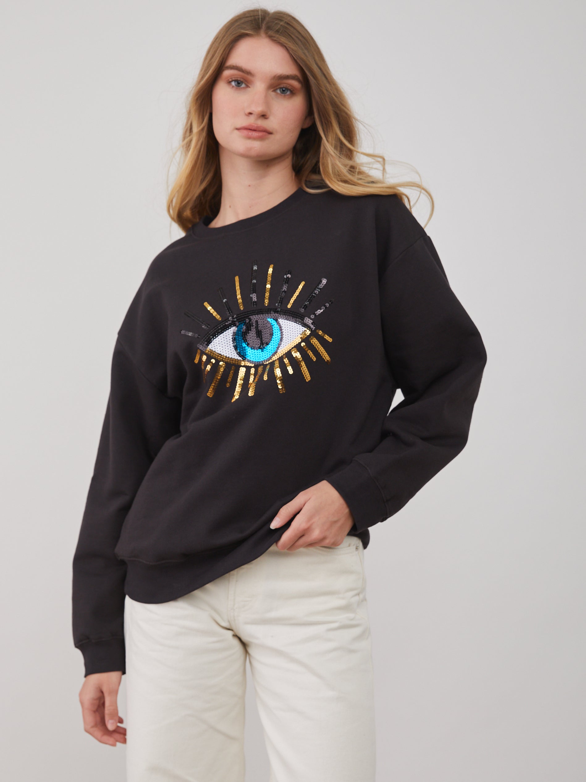 Alexa - Oversized Sweatshirt - Evil Eye - Smoke Black