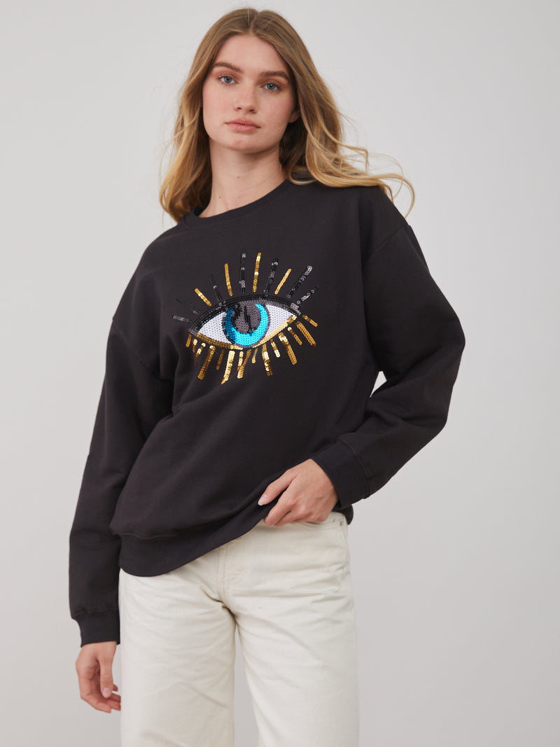 Alexa - Oversized Sweatshirt - Evil Eye - Smoke Black